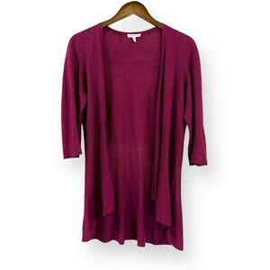 Eileen Fisher Cardigan Womens Small Italian Yarn Linen Silk Lightweight Magenta